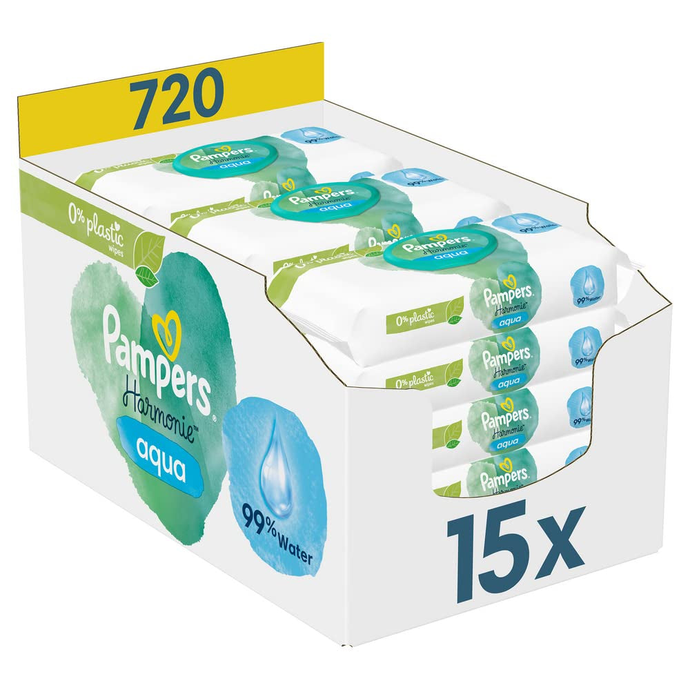 Opus Ocean of Discovery och Pampers Harmony Aqua Baby Wet Wipes Box, 720 Wipes (15 x 48), skonsamt skydd för ömtålig hud med 99 % vatten