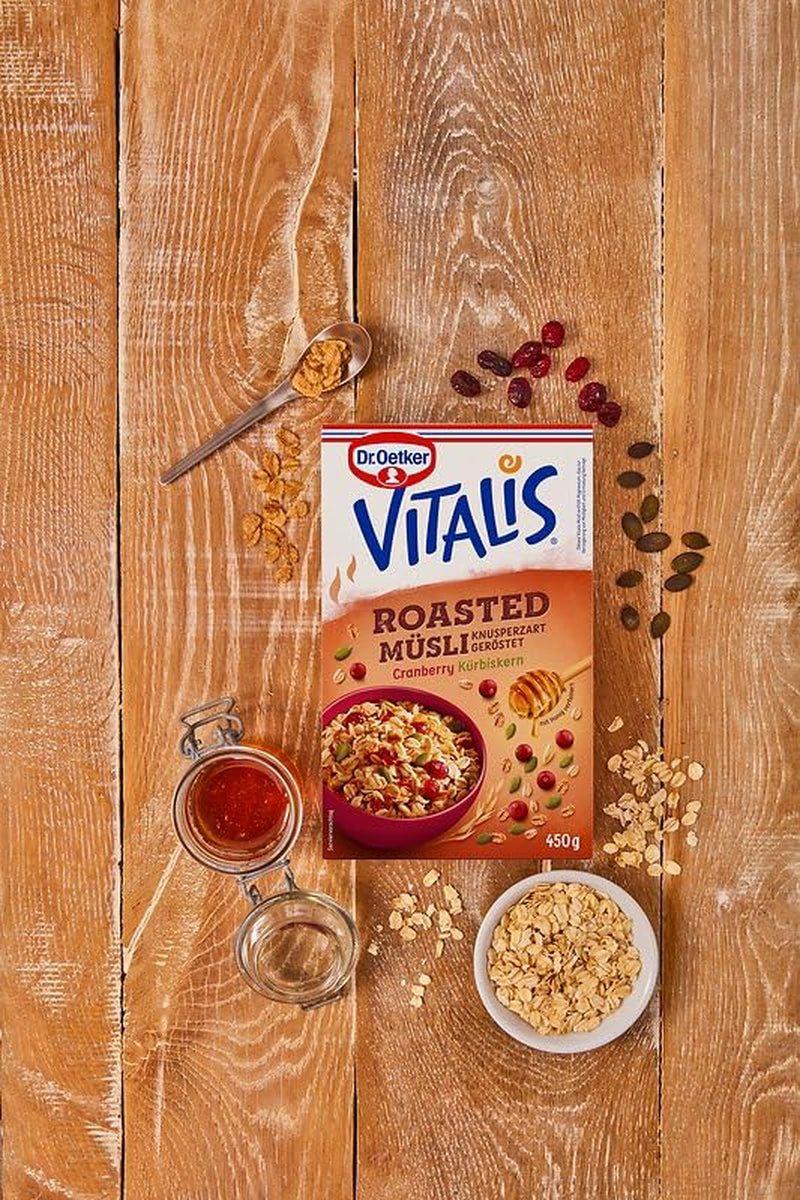 Dr. Oetker Vitalis rostad müsli med tranbär och pumpafrön: rostad müsli med torkade tranbär, 8 st (8 x 501 g)