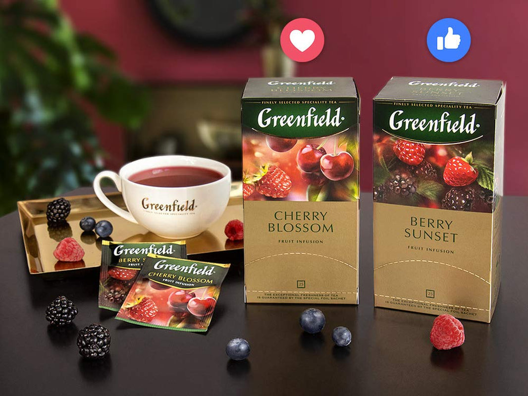 Greenfield Cherry Blossom, Hibiscus, Nypon, Äpple, Hallon, Blackberry, Tepåsar (2G X 25), 50G