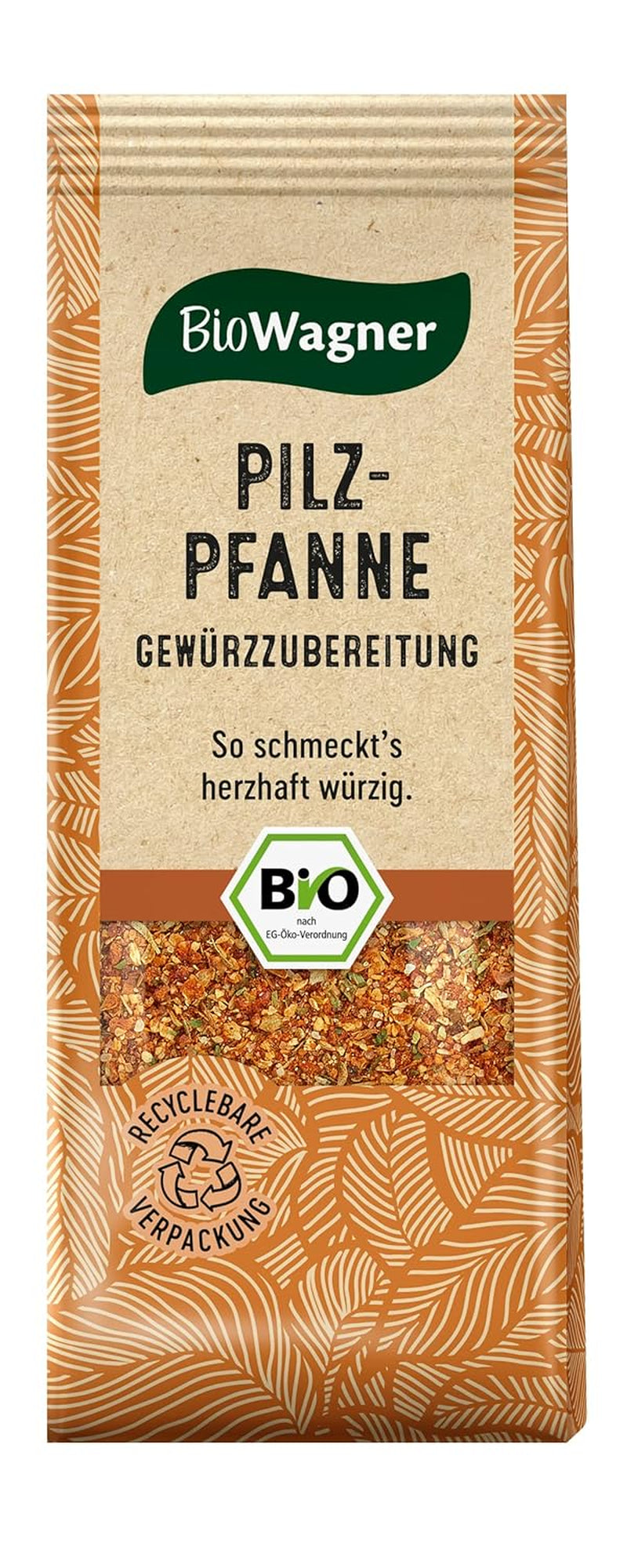 BioWagner - Bio Pilzpfanne Gewürzzubereitung | intensiv-pikant Geschmack | naturbelassene Bio-Zutaten | återvinningsbar Verpackung | 60 g