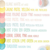 Scrapcooking - Set med 9 pastellfärger - blå, gul, korall, rosa, turkos, limegrön, vit, vattengrön, pulverrosa - Ätbart färgpulver för kakor, muffins, macarons - 4272