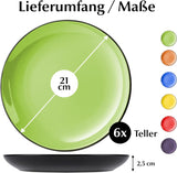 MIAMIO - Set med 6 keramiska tallrikar/mattallrikar i stengods - Le Papillon Collection (färgglada, små tallrikar (6x))