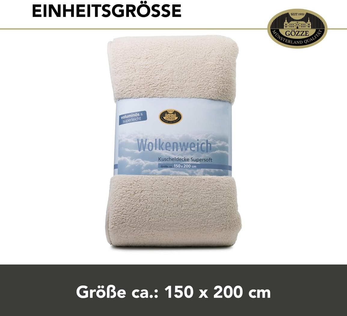 Gözze - Molnmjukt kramfilt, fårskinnsimitation, 100 % polyester (mikrofiber), 150 X 200 Cm - Kamel Täcken och täcken Naty Shop