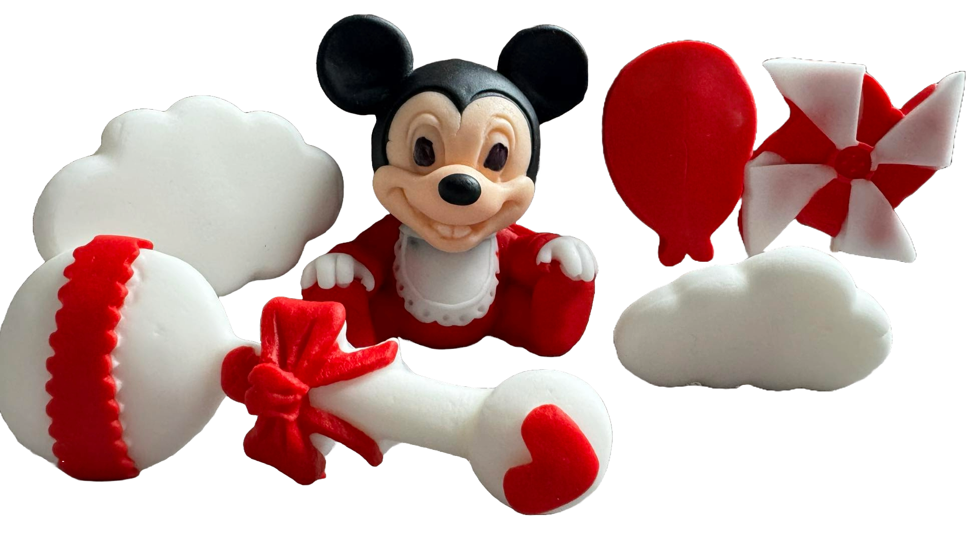 Set med 6 ätliga sockerdekorationer, Mickey Mouse Sockerpasta Dekorationer Naty Shop
