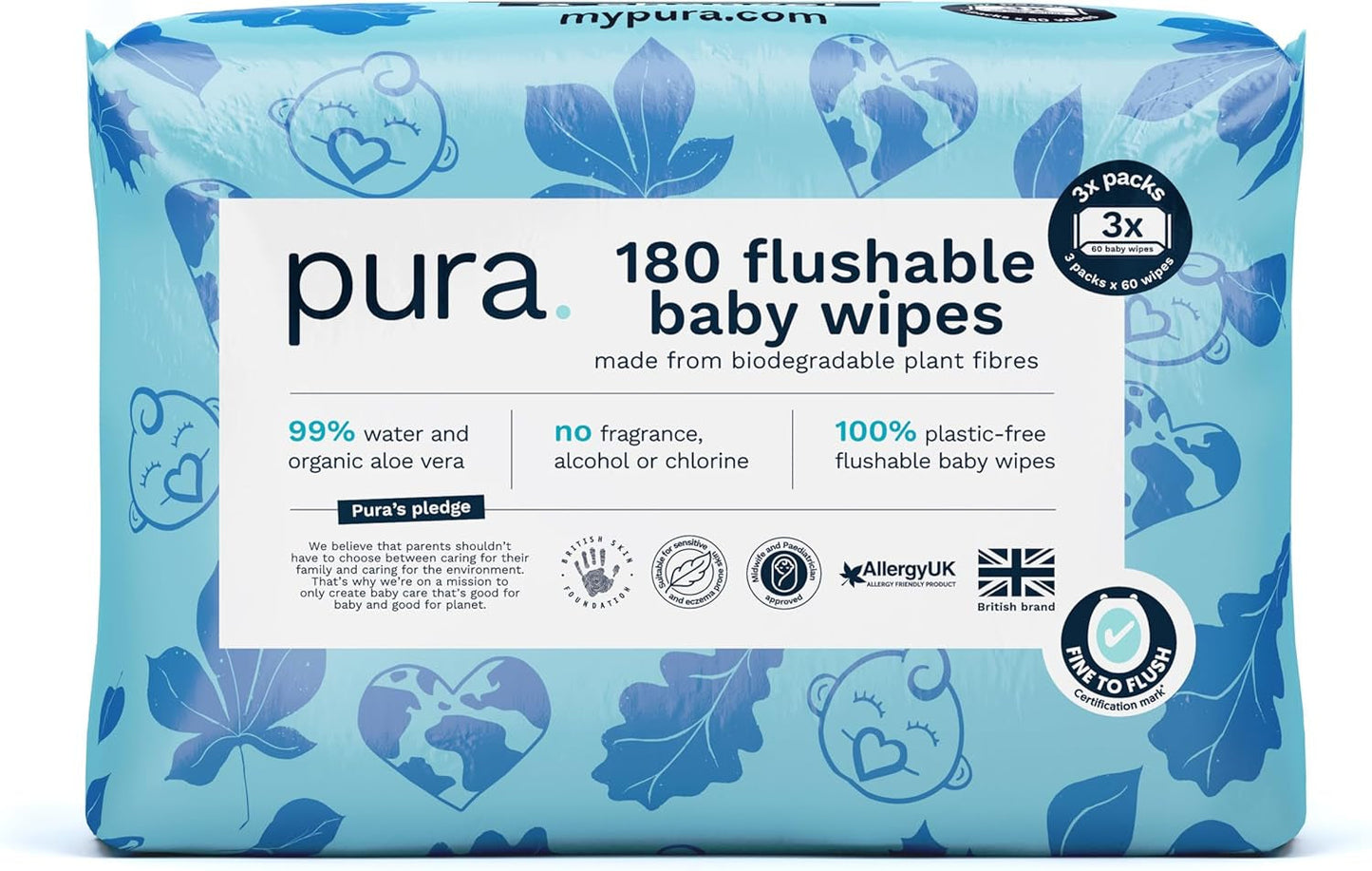 Miljövänliga engångsservetter för känslig babyhud 70 våtservetter (1 förpackning) 99 % vatten 100 % plastfri för känslig hud Eksembenägen nyfödd biologiskt nedbrytbar vegan