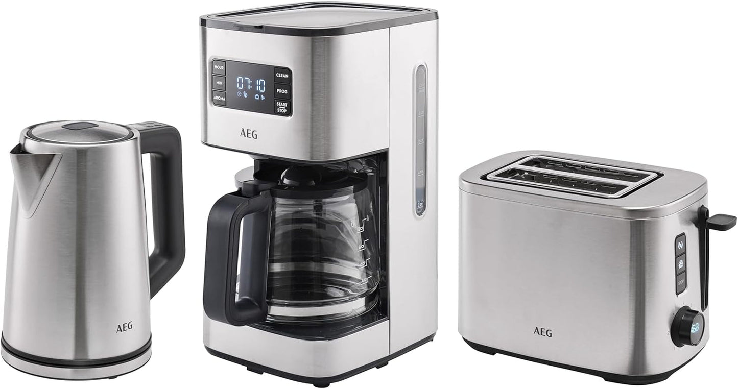 AEG Deli 5 espressomaskin, 1,5 l, programmerbar timer, varmhållningsfunktion, säkerhetsstopp, vattennivåindikator, optimal dosering, antidroppfunktion, rostfritt stål, CM5-1-6ST