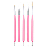 Nagelkunst-Pinsel, 5 Stück, Nailart-Pinsel, Punktierstift-Werkzeuge, Malkunst-Design-Pinsel-Set Für Lange Linien, Dünne Details, Feine Zeichnungsgrößen 7/9/11/15/22 Mm, Black