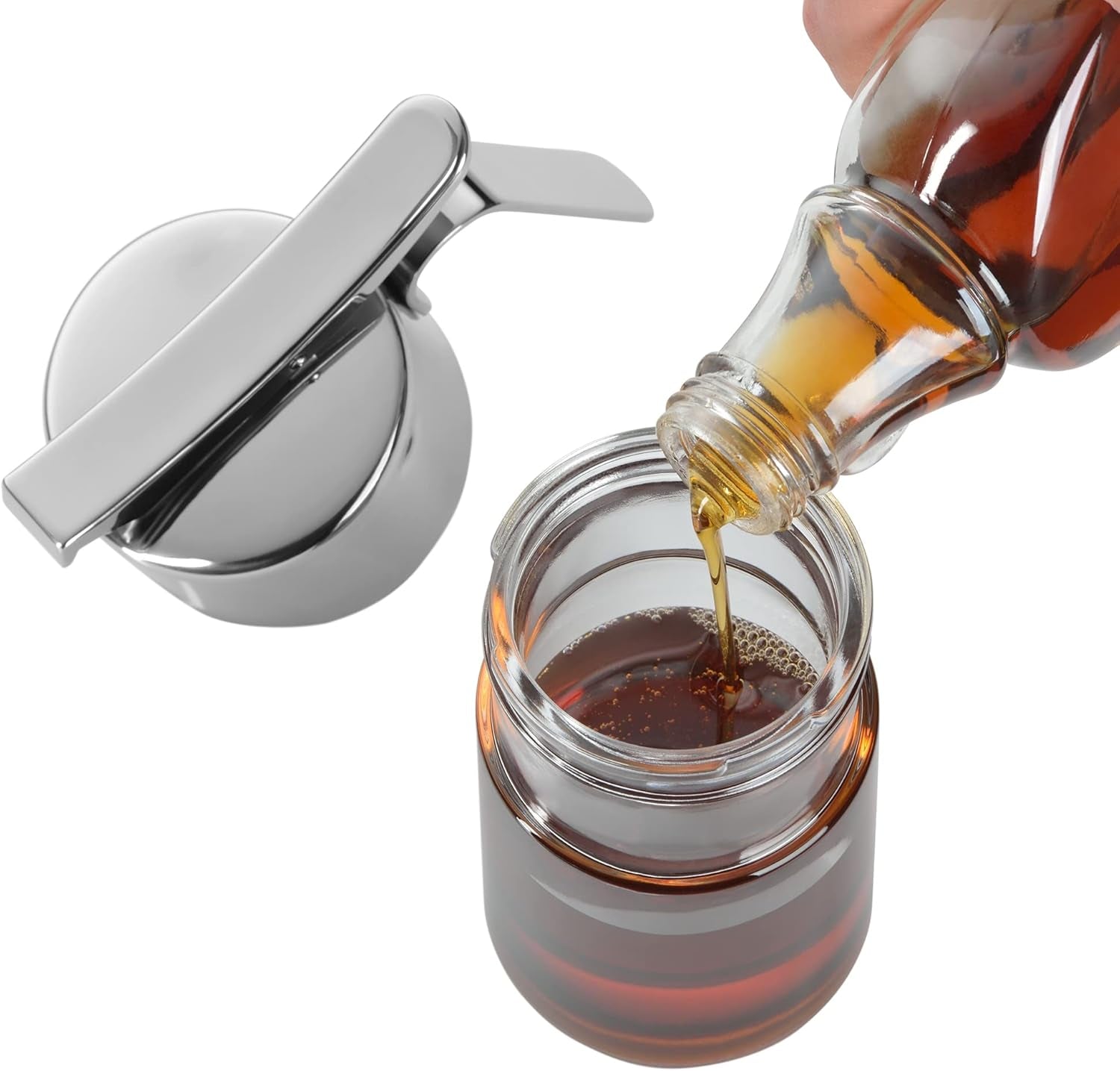 WMF Barista sirap/honungsdispenser 240ml, förvaringsburk & depå i glas 1l, höjd 21,5 cm, förvaringsburk med lock, kaffebönbehållare, flingburk, matförvaringsburk med stor påfyllningsöppning Matförvaringslådor Naty Shop