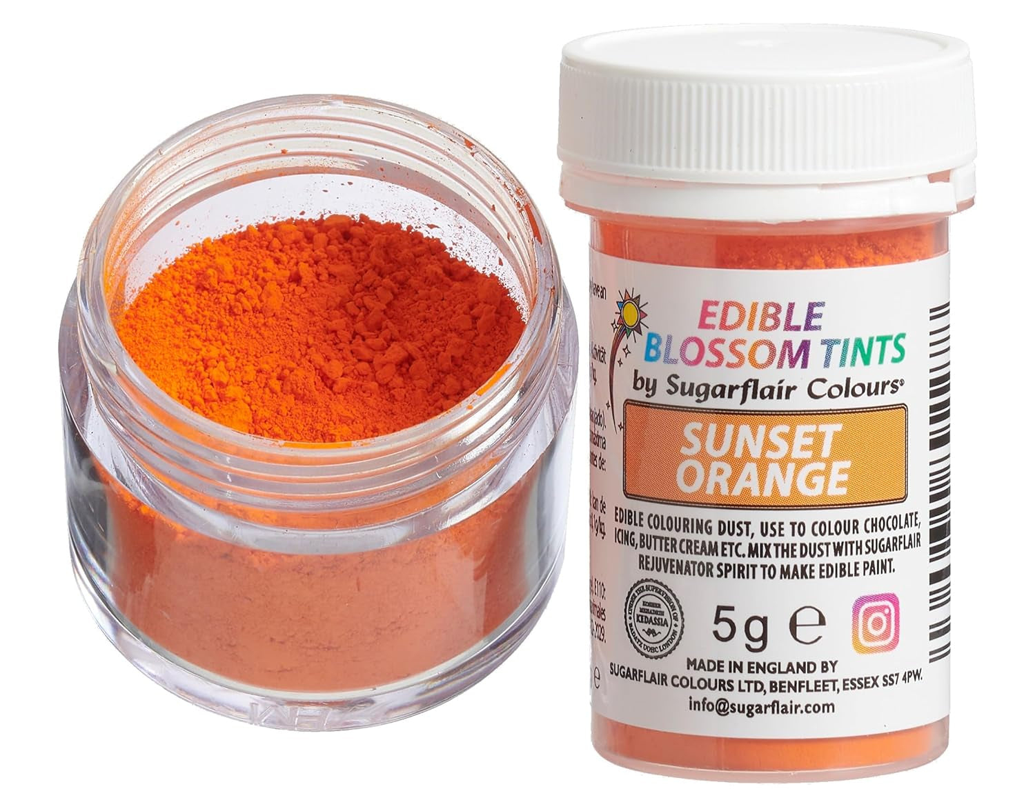Sugarflair Blossom Tint Dust Matfärgningspulver Sunset - Matfärgningspulver för tårtdekorering, sockerpasta, glasyr, choklad, smörkräm, macarons och mer - 5G