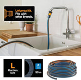 Fiskars L vattenslang, UV-skydd, trycktestad, vridstyvhetsnivå 4 (av 5), 30 m, Ø 1,3 cm (1/2"), 4,2 kg, svart/orange/blå, 1027105