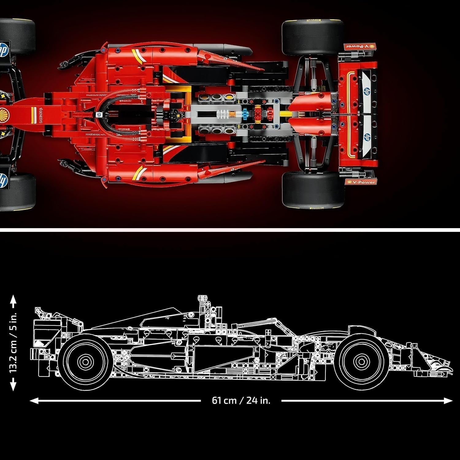 LEGO Technic Ferrari SF-24 F1 Race Car - Modellbil för vuxna - Formel 1 samlarsats - V6-motor, växellåda, styrning och DRS i skala 1:8 - Present till fans av motorsport och racerbilar 42207 Byggset Beuche den LEGO-Store