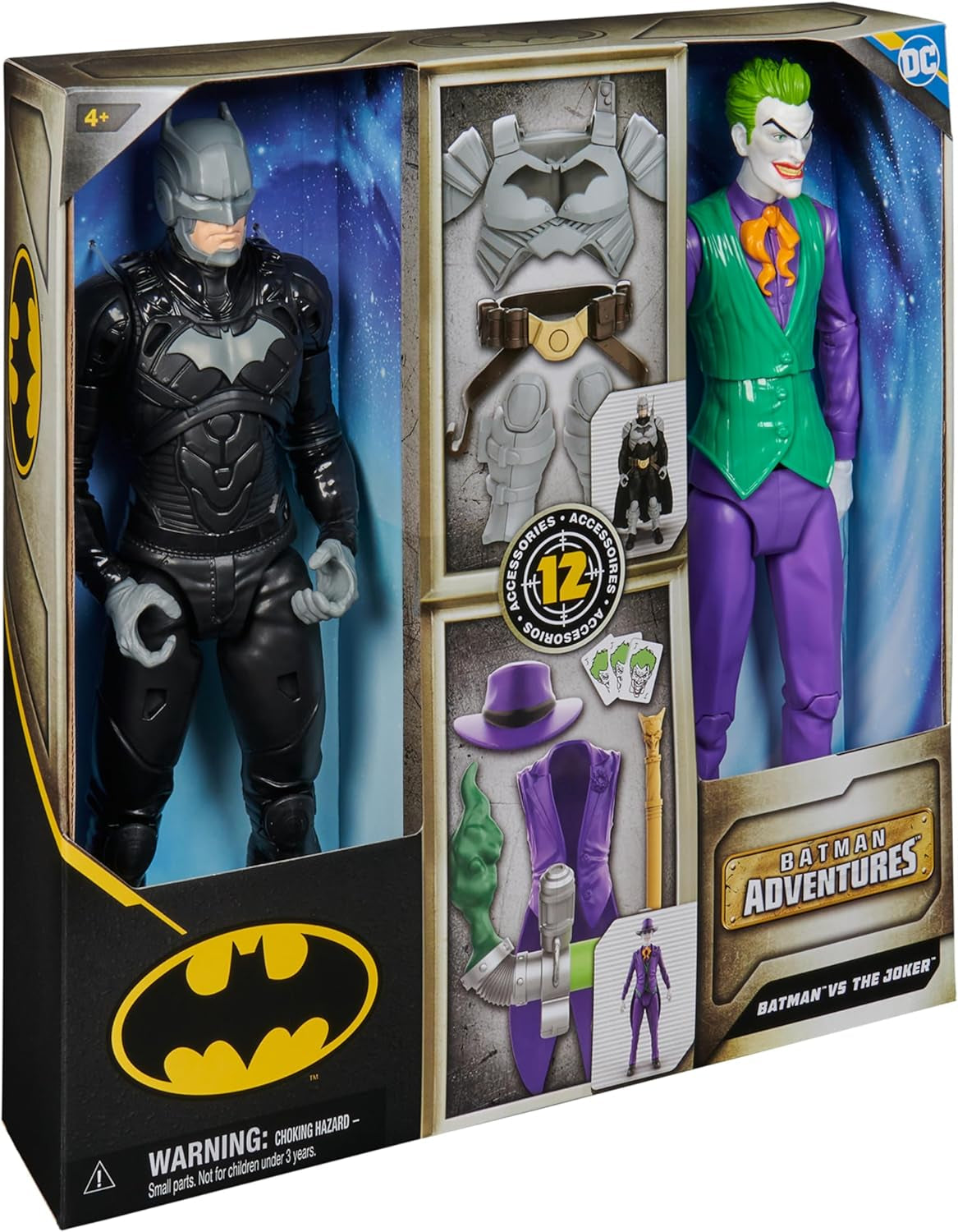 DC Batman Adventures Batman Vs the Joker Actionfigurset, 30 cm - 2 helt rörliga figurer med 12 växlar för spännande rollspel, leksak för 4+ barn Actionfigurer Naty Shop