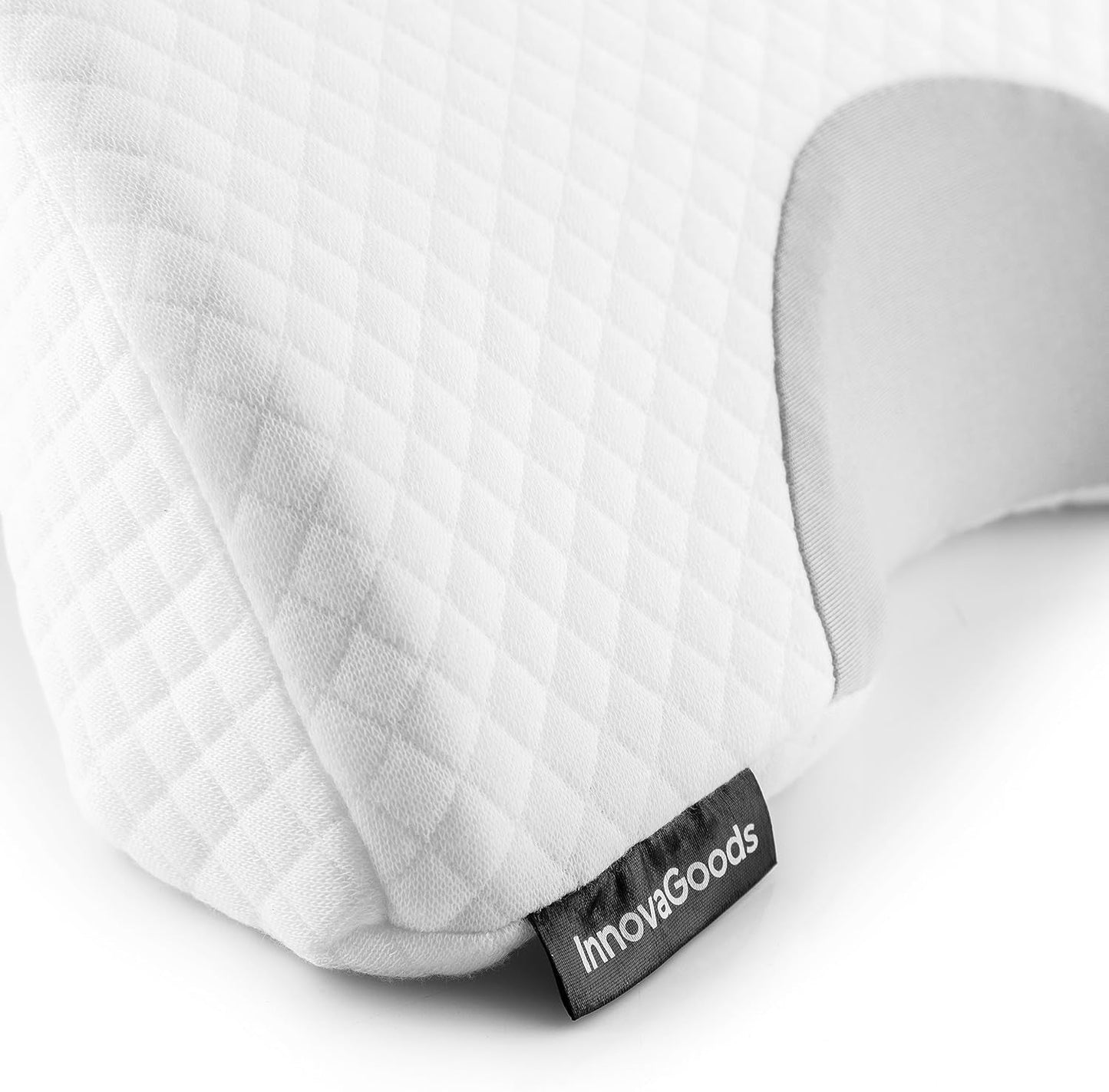 InnovaGoods - Viskoelastisk halskudde för par, Ergonomisk design för paravslappning, Memory-skum för tryckavlastning, Avtagbart överdrag, Vit, 36 x 12,5 x 30,5 cm, Memory-skum