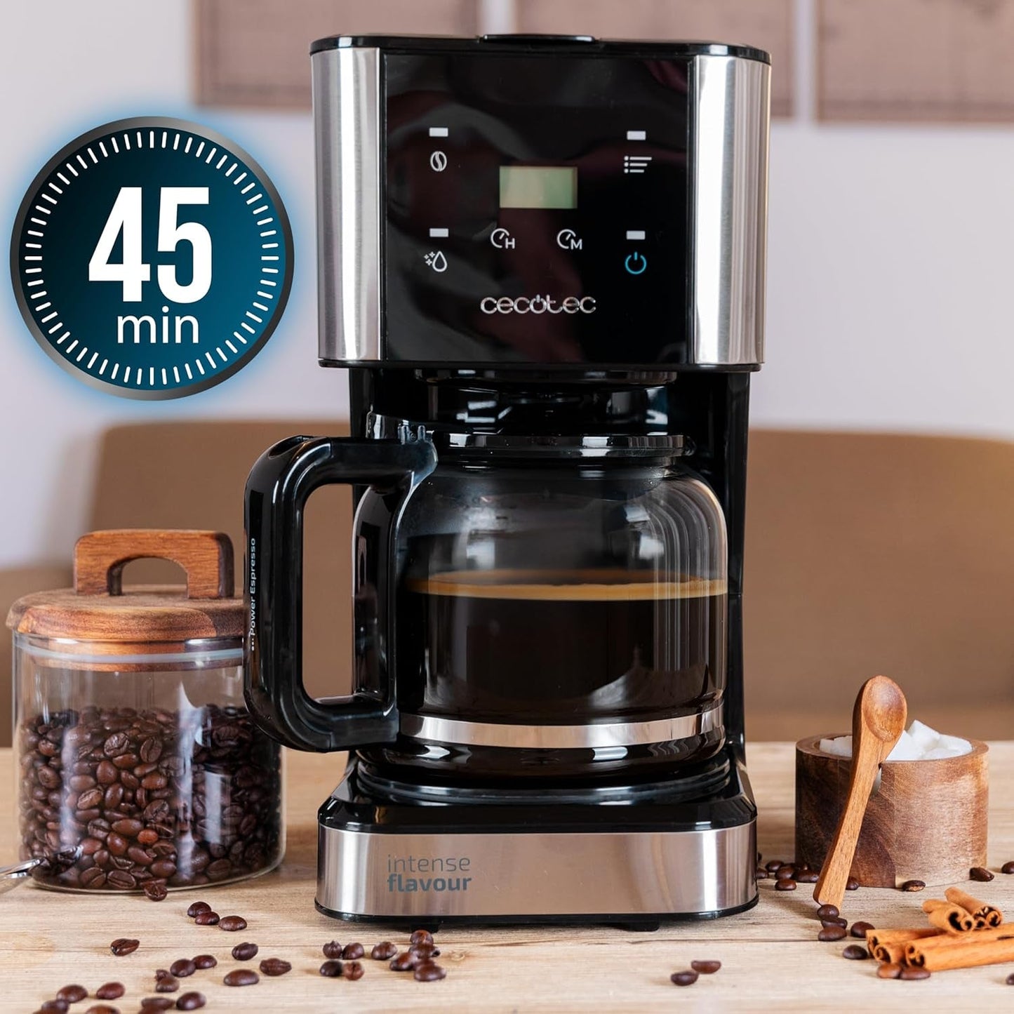 Espresso med filter Cecotec Coffee 66 Drop and Touch, effekt 950 W, 1,5 L, 12 koppar, pekskärm, glaskaraff, 24-timmarstimer, 6 strömbrytare, återanvändbart nätfilter