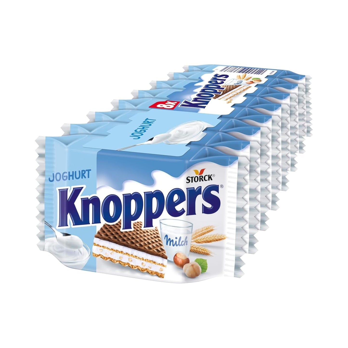 White and Black Knoppers – 8 x 25g – Rånskivor fyllda med mörka kakaobrån, bitar av svarta kex, mjölk och nougatkräm