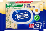 Tempo "Gentle & Caring" toalettservetter - Megapack - 16 paket med 42 våtservetter - Duo Pack - med naturlig kamomill - toalettpapper, dermatologiskt testad och neutral mot hudens Ph