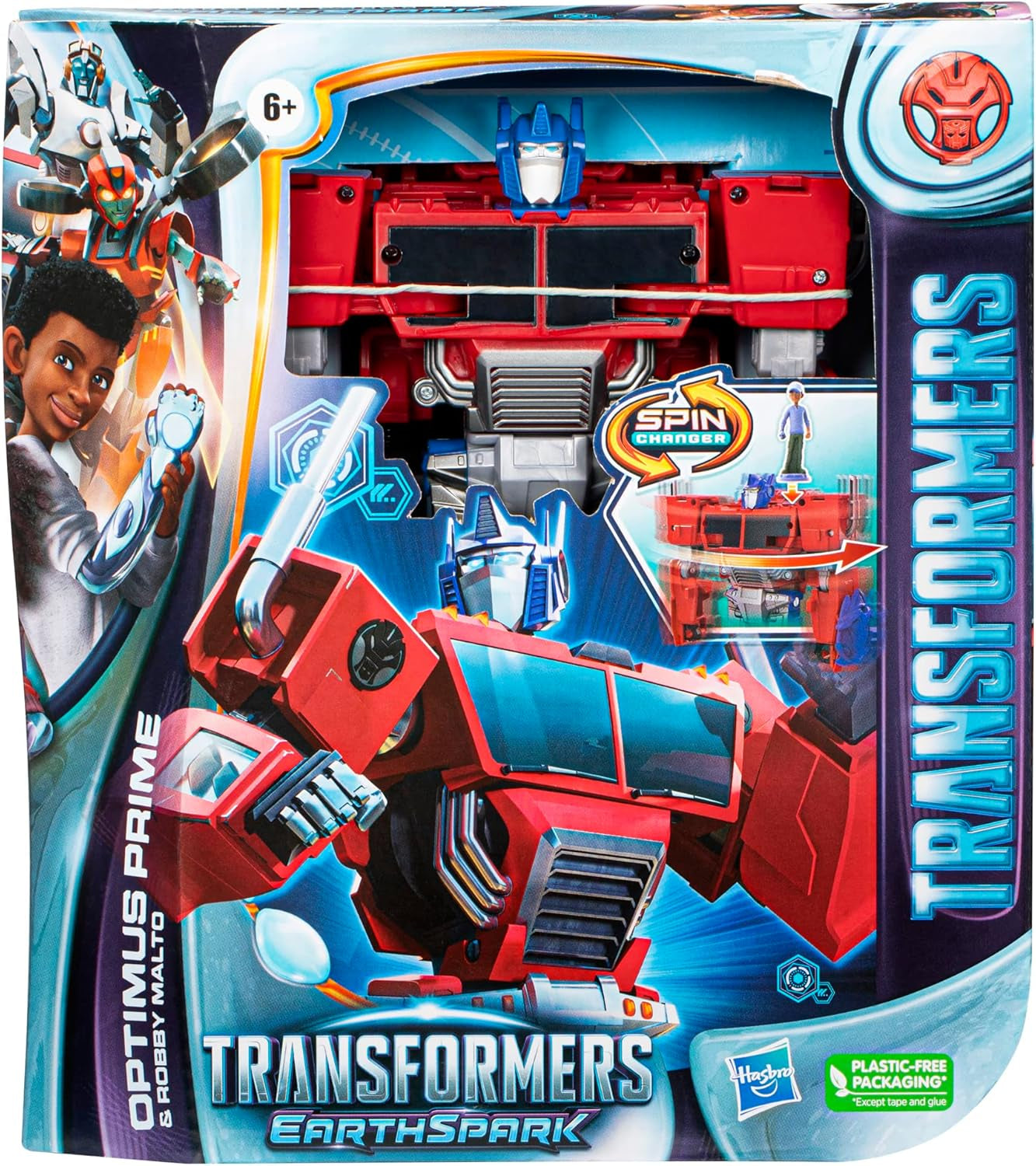 Transformers Earthspark Spin Changer Optimus Prime Figure (20cm) med Robby Malto Figure (5cm) från 6 Action Figures Naty Shop