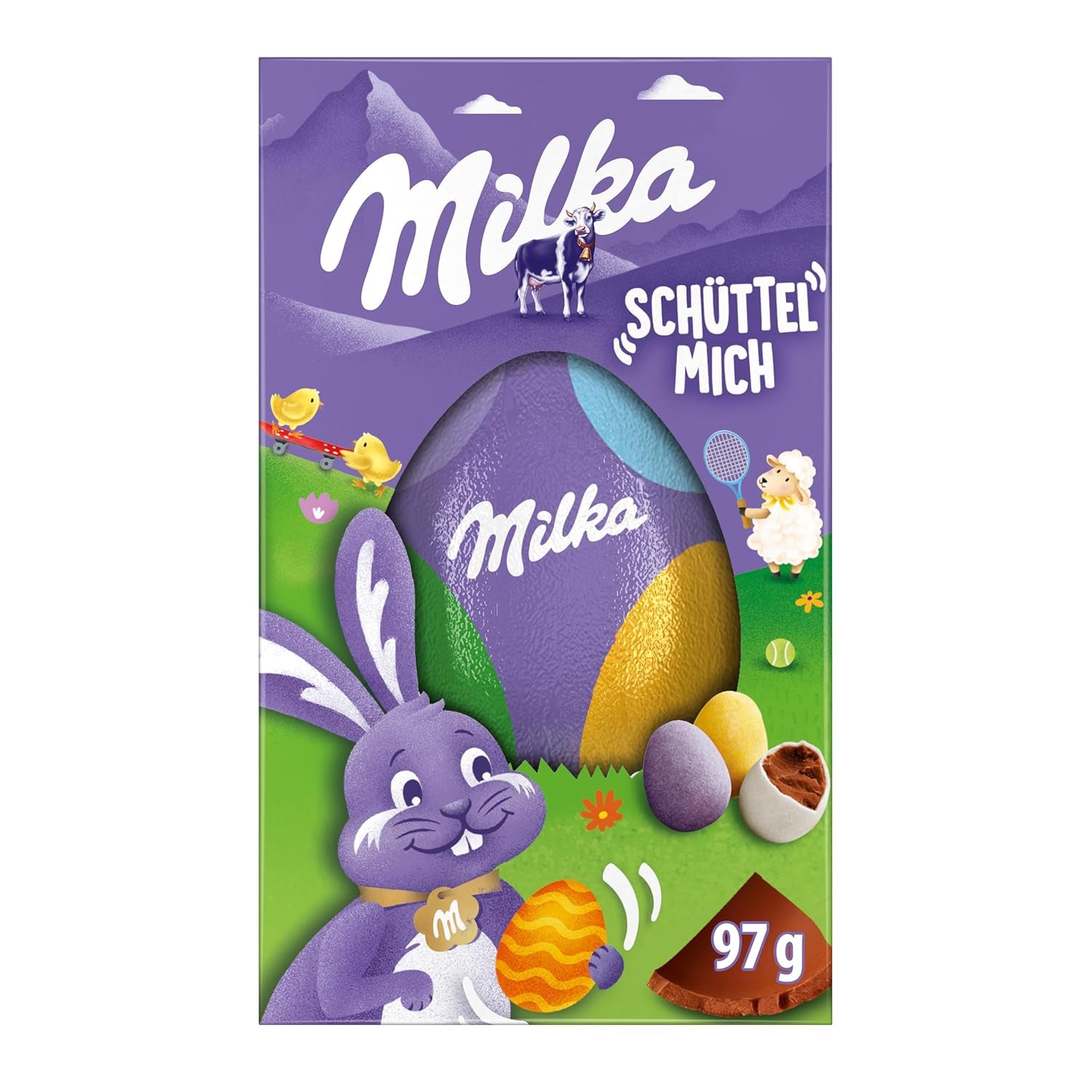 Milkshake Me Egg – chokladägg fyllt med minifärgade ägg från alpin mjölkchoklad – 97g