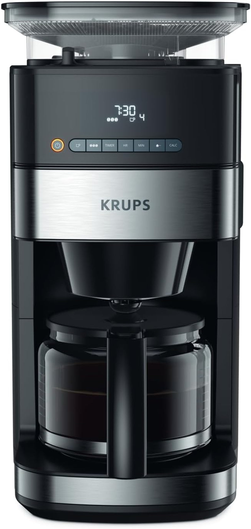 Krups Espressomaskin KM8328 Mal med kvarn | 24 timmars timer | Spannmålsbehållare 180 g | Kapacitet 1,25 l för upp till 15 koppar kaffe | Funktion för automatisk avstängning | 3 slipinställningar | Svart