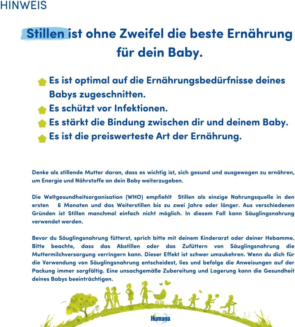 Humana Kindergetränk 1+, ab 1 Jahr, Milchpulver für Kindermilch, nährstoffreiche Milch für Kleinkinder, as gelegentliches Milchgetränk oder zur Mahlzeit, 650 g