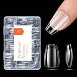 Modelones Nail Tips 216 bitar - Heltäckande Nail Tips Set, Soft Gel Tips Set, Pre-Polishing PMMA Resin Nail Tips, DIY Lime On Nail Art konstgjorda naglar, korta mandlar XS
