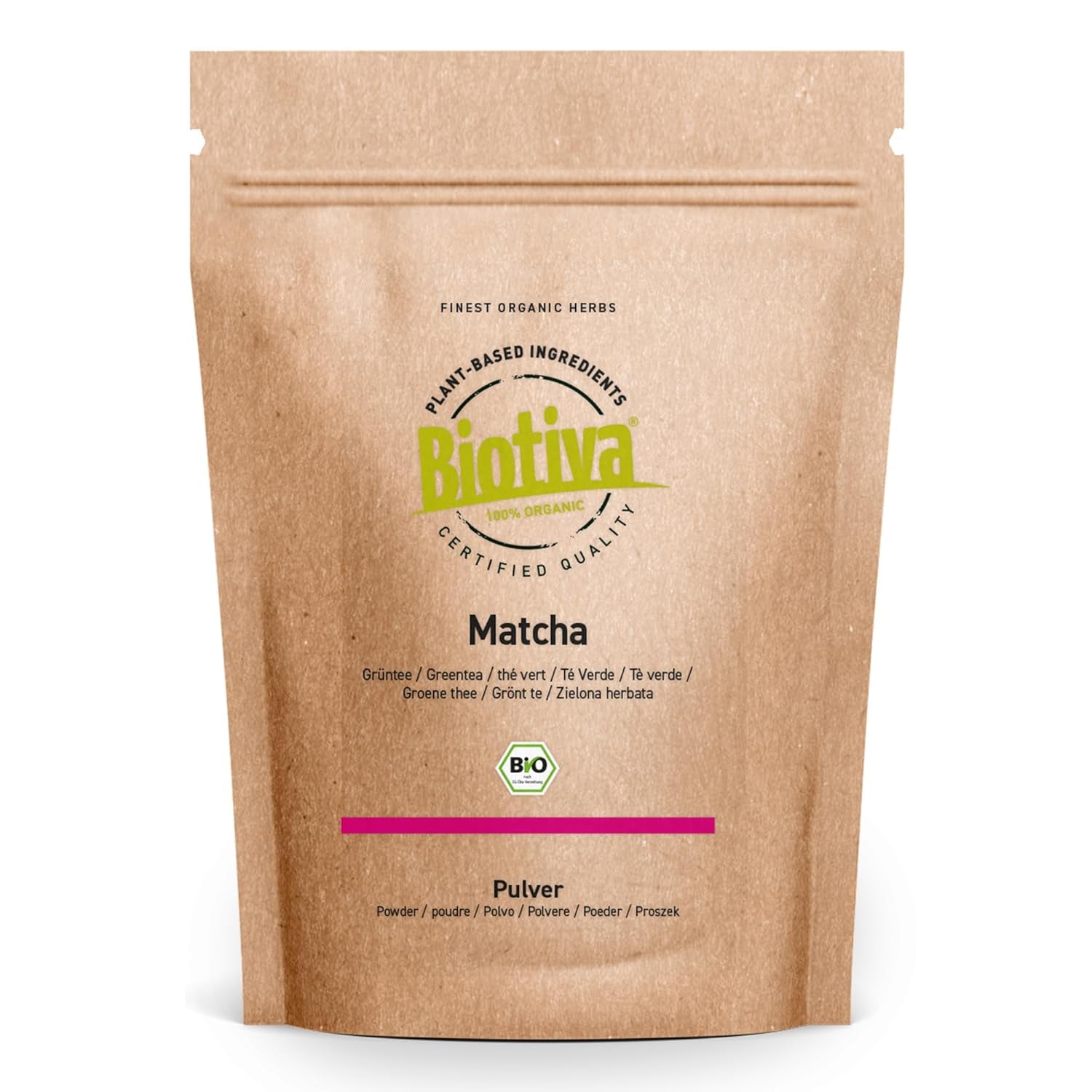 Ekologiskt Matcha-te 100g - Original Matcha-pulver - Tea Latte Smoothies - Ekologisk Matcha av högsta kvalitet från Japan - Buteljerat och kontrollerat i Tyskland - Biotiva