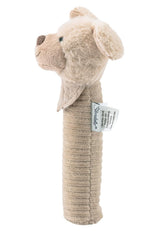 Sterntaler Baby squeaker Lucky dog - Babyleksak gjord av mjukt fluffigt material med sladd - Catch-leksak för barn - Första försöken att fånga och leka, gråbeige Bebe Toys Naty Shop