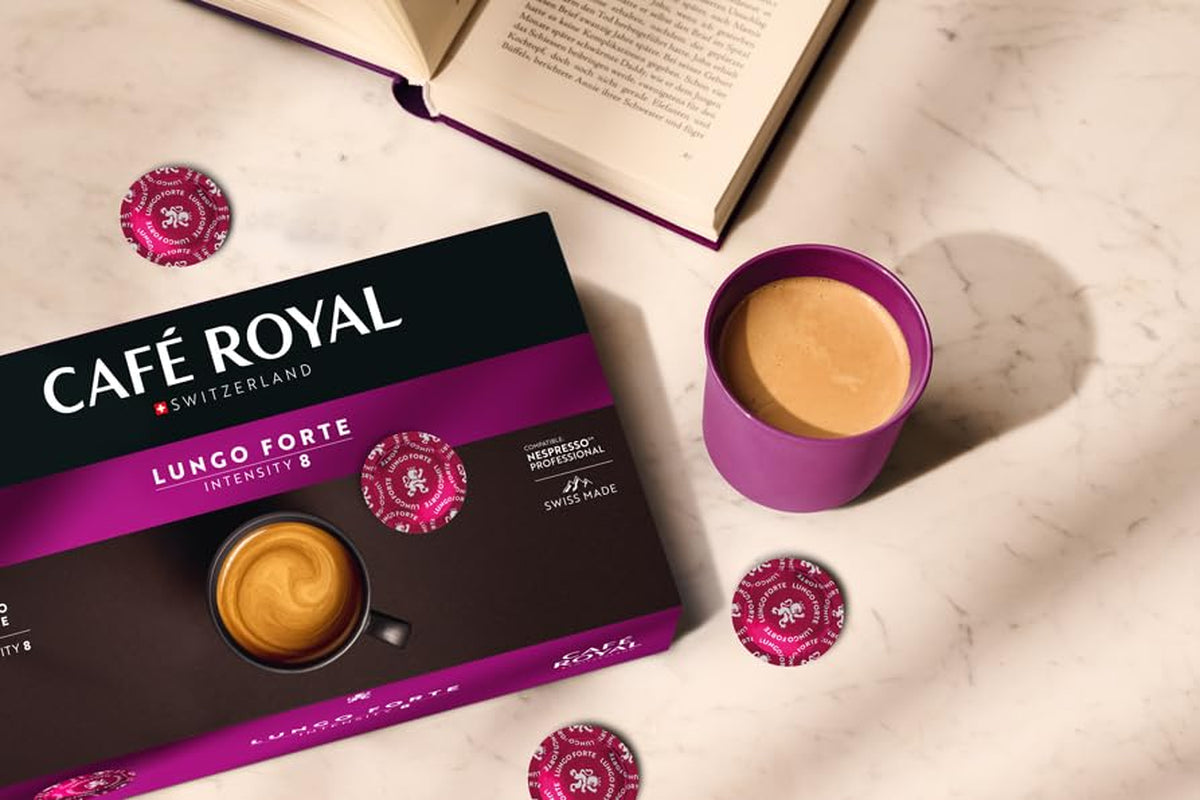 Café Royal Professional Pads, Lungo Forte, 50 Nespresso (R) Professionell kompatibla pads för kontor och gastronomie, Rainforest Alliance certifierad, 100 Prozent Arabica Kaffee, Intensitet 8