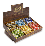 Lindor Choklad Topppresentation | 1718 g och chokladkakor med marsipan | 25 barer x 50g i en diskdisplay | 1250 g | Ren marsipan täckt med mörk choklad | Chokladkakor