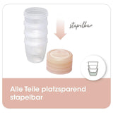 Bröstmjölksbehållare NIP First Moments 150 ml, 4 stycken: stapelbar och läcksäker Tillbehör Mat och amning Bebe Naty Shop