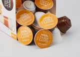 NESCAFÉ Dolce Gusto Latte Macchiato Vorratsbox 90 Kaffeekapseln & Flat White, 48 Kaffeekapseln, Arabica och Robusta Bohnen