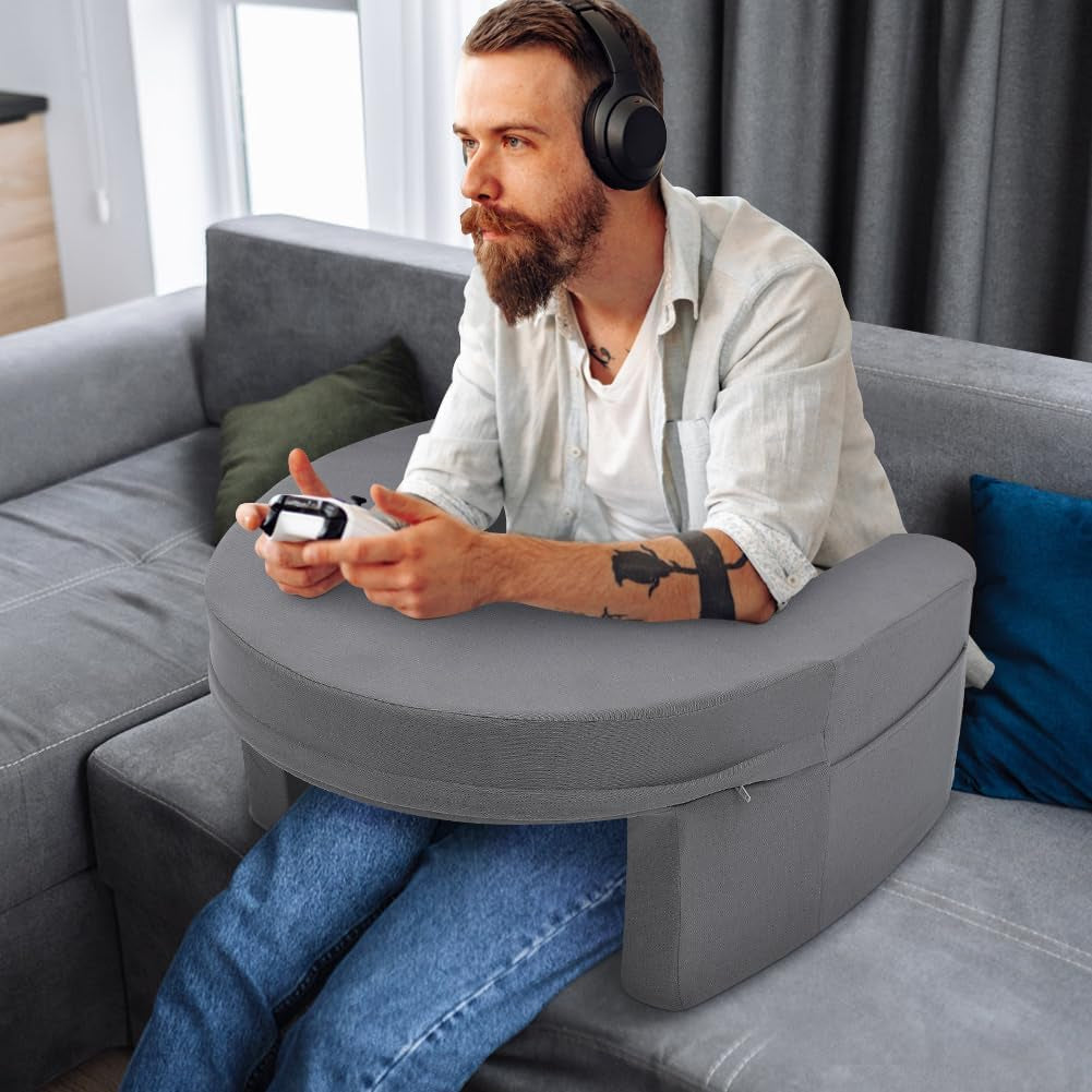 Läskudde för säng och soffa, spelkudde, varvkudde för laptop, spelkudde med armar och sidficka, för vuxna som spelar, läser, tittar på tv, spelar i soffan