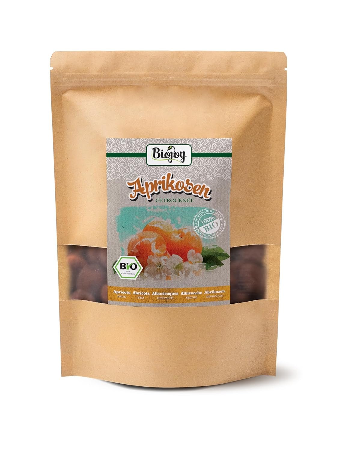 Biojoy torkade aprikoser (500 g), osvavelfria Dehydrerade produkter Min butik 1 kg (1 förpackning)