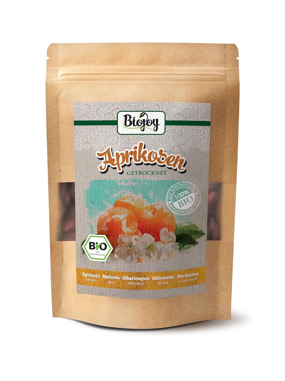 Biojoy torkade aprikoser (500 g), osvavelfria Dehydrerade produkter Min butik 500 G
