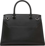 Calvin Klein Ladies Turn Lock Satchel - 2 i 1, Veganskt läder, 3 fickor Becky Turnlock Axelväska, Svart/Silver Damväskor Naty Shop