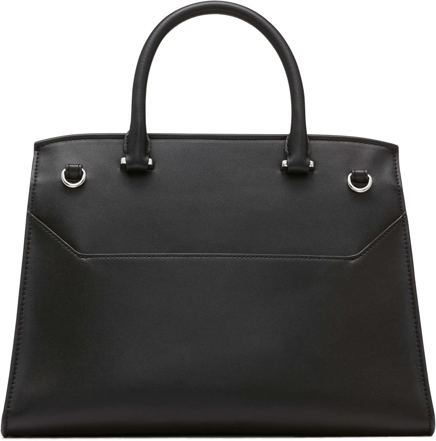 Calvin Klein Ladies Turn Lock Satchel - 2 i 1, Veganskt läder, 3 fickor Becky Turnlock Axelväska, Svart/Silver Damväskor Naty Shop