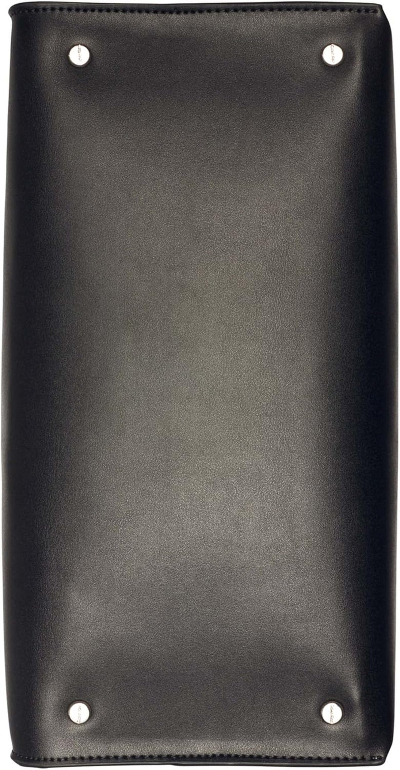Calvin Klein Ladies Turn Lock Satchel - 2 i 1, Veganskt läder, 3 fickor Becky Turnlock Axelväska, Svart/Silver Damväskor Naty Shop