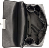 Calvin Klein Ladies Turn Lock Satchel - 2 i 1, Veganskt läder, 3 fickor Becky Turnlock Axelväska, Svart/Silver Damväskor Naty Shop