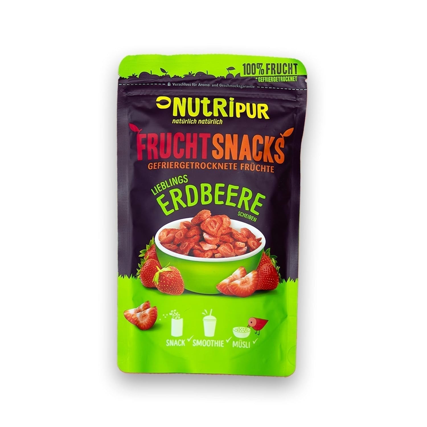 Frystorkade jordgubbar 300g: skivor av osötade torkade jordgubbar - Frystorkade jordgubbar med ren frukt, fulla av smak: frystorkade bär - Torkade frukter NUTRIPUR Dehydrerade produkter Naty Shop 70 G (1 pack) Jordgubbar