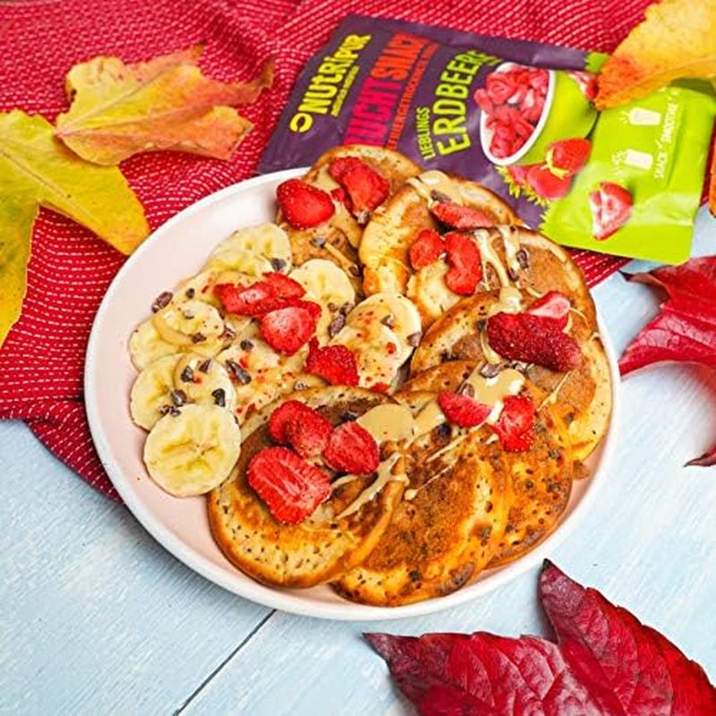 Frystorkade jordgubbar 300g: osötade torkade jordgubbsskivor - Frystorkade jordgubbar med ren frukt, fulla av smak: frystorkade bär - NUTRIPUR torkade frukter Torkade produkter Naty Shop