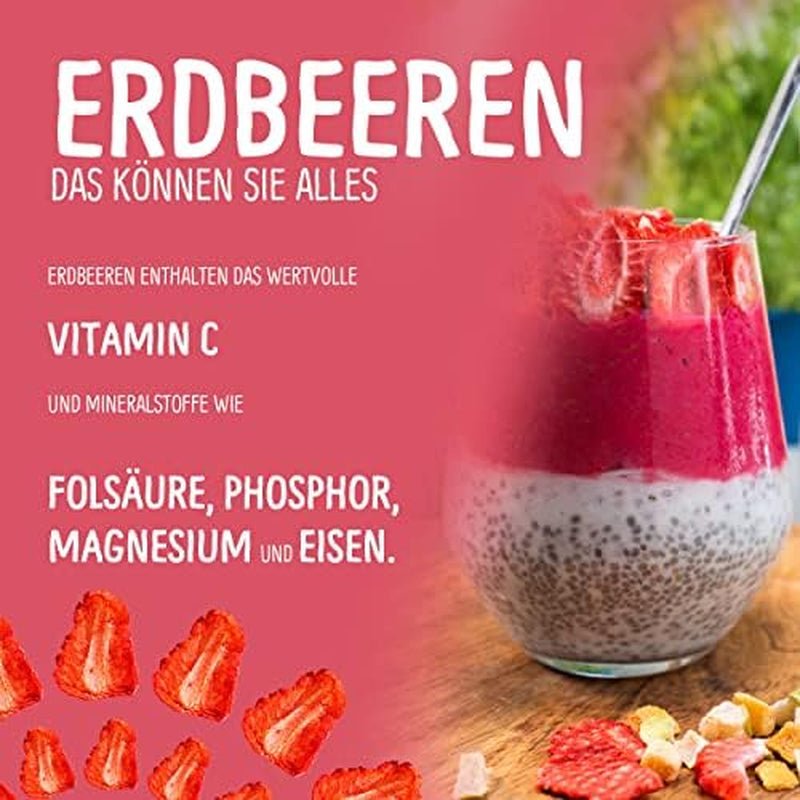 Frystorkade jordgubbar 300g: osötade torkade jordgubbsskivor - Frystorkade jordgubbar med ren frukt, fulla av smak: frystorkade bär - NUTRIPUR torkade frukter Torkade produkter Naty Shop