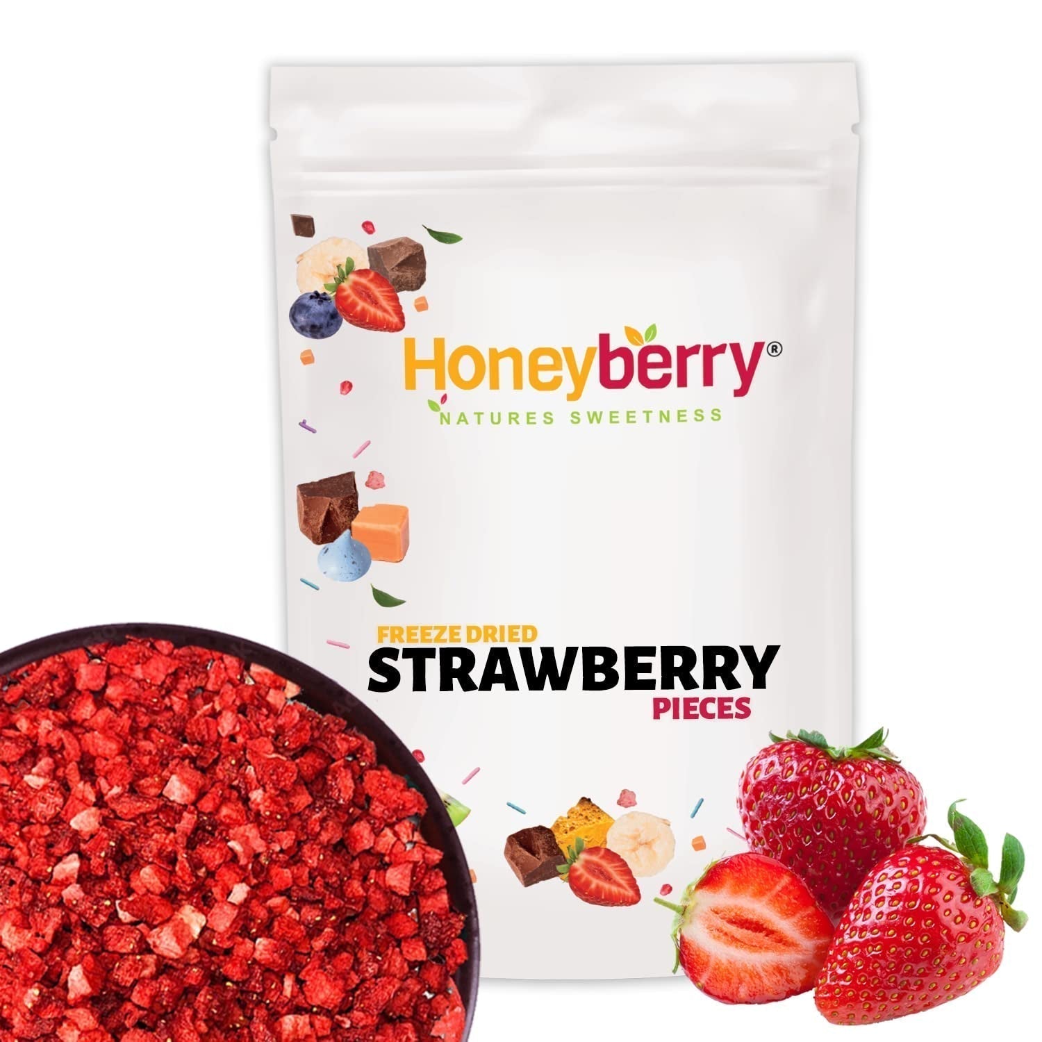 Frystorkade jordgubbsbitar 100g - Frystorkade jordgubbar Torkade produkter Naty Shop 100G