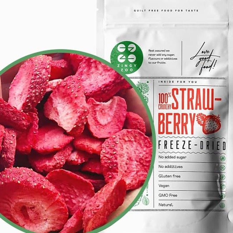 Frystorkade jordgubbar | Frystorkade frukter Frystorkade | Torkad frukt utan socker Torkad frukt | Torkade jordgubbar Frystorkade | Frystorkade frukter (90g) Dehydrerade produkter Naty Shop 50G