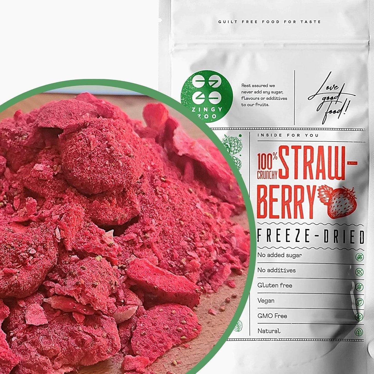 Frystorkade jordgubbar | Frystorkade frukter Frystorkade | Torkad frukt utan socker Torkad frukt | Torkade jordgubbar Frystorkade | Frystorkade frukter (90g) Torkade produkter Naty Shop Hackade jordgubbar 300G
