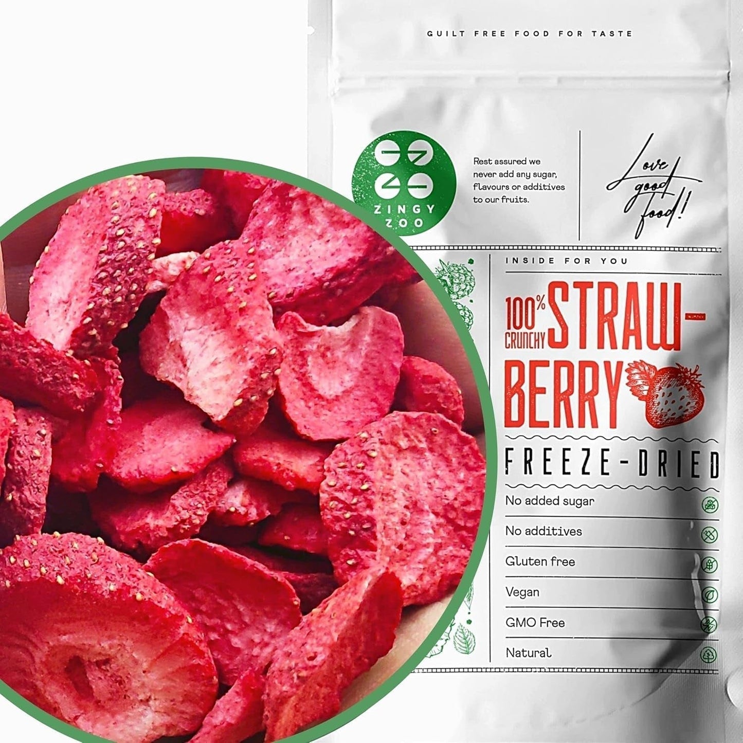 Frystorkade jordgubbar | Frystorkade frukter Frystorkade | Torkad frukt utan socker Torkad frukt | Torkade jordgubbar Frystorkade | Frystorkade frukter (90g) Dehydrerade produkter Naty Shop 90G