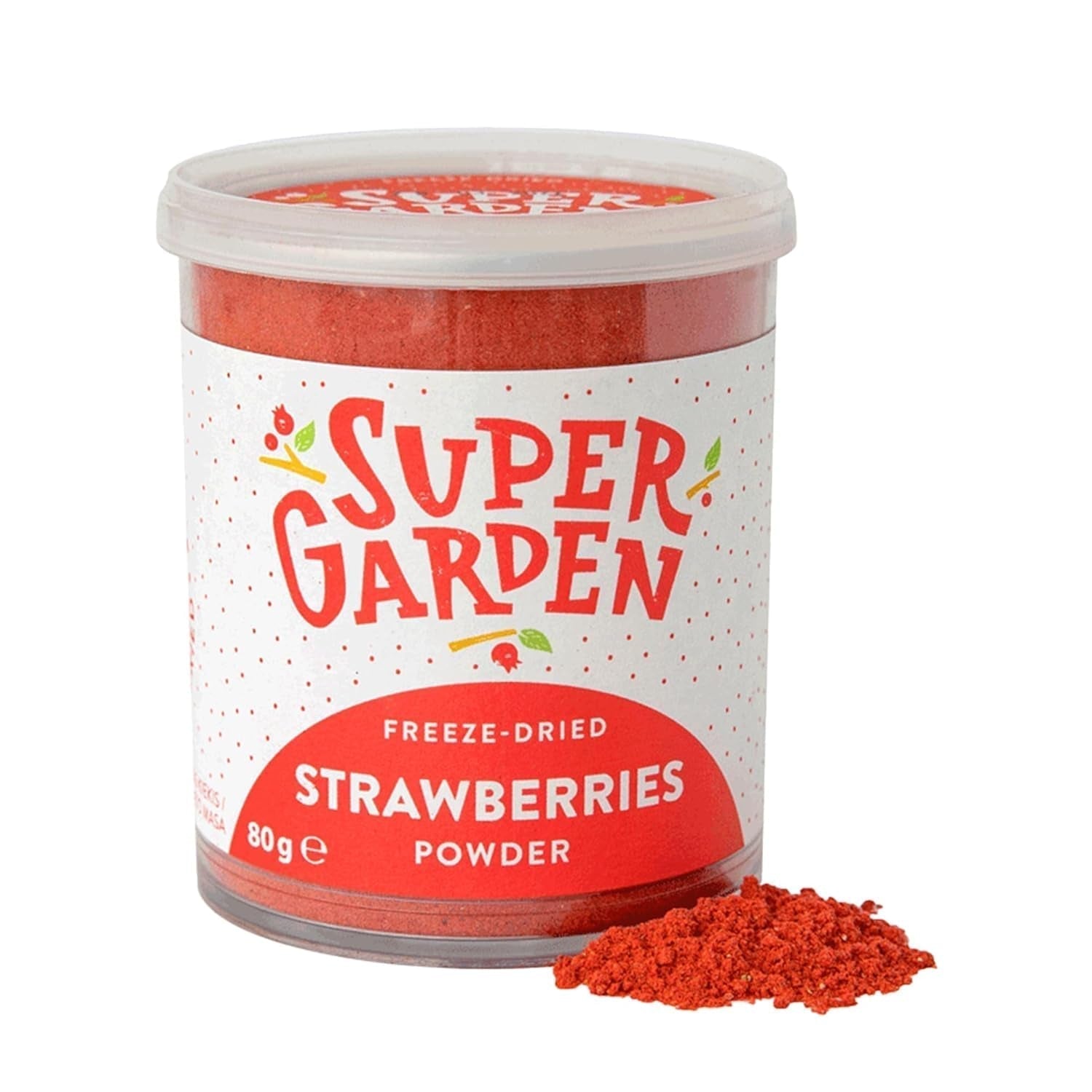 Super Garden Frystorkade Jordgubbar | Läcker och 100 % ren frystorkad frukt | Hela torkade jordgubbar för hälsosamma mellanmål eller bakning | Frystorkade jordgubbar 19g Dehydrerade produkter Naty Shop Jordgubbspulver