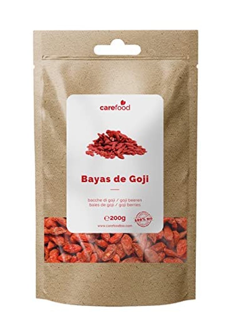 Carefood - Ekologisk gojifrukt - Superfood 100 % naturlig torkad frukt - ekologiskt mellanmål utan tillsatt socker och lämpligt för veganer - söt smak med en liten syra - 200g Dehydrerade produkter Naty Shop Standardtitel