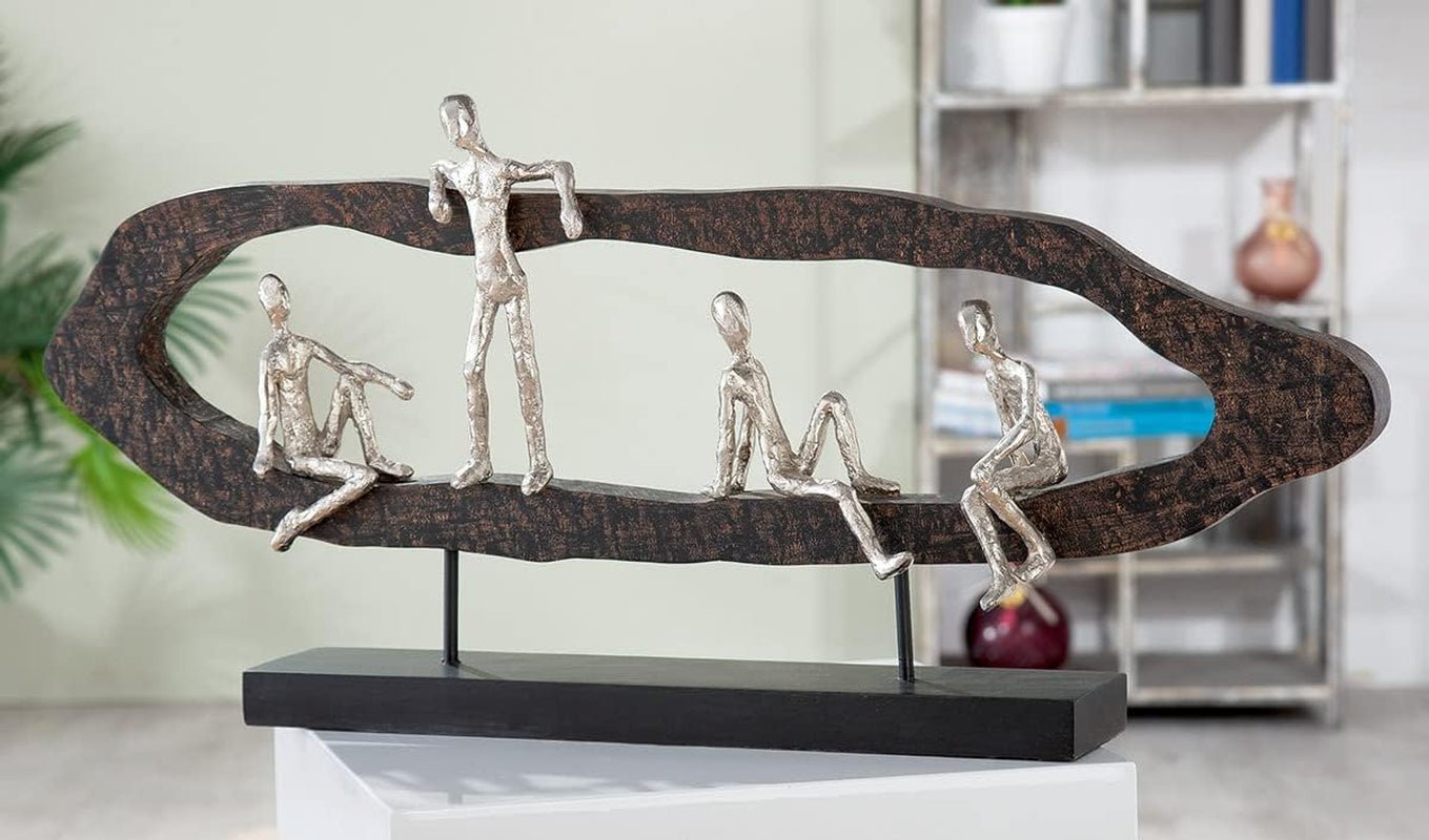 Casablanca modern design GILDE Deco Skulptur Figur - Best Friends - Häng i silver, trä/aluminium - bredd 75 cm Statyetter och skulpturer Naty Shop