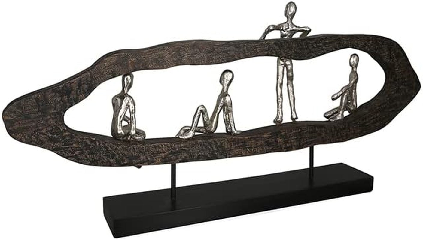 Casablanca modern design GILDE Deco Skulptur Figur - Best Friends - Häng i silver, trä/aluminium - bredd 75 cm Statyetter och skulpturer Naty Shop