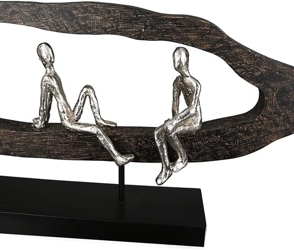 Casablanca modern design GILDE Deco Skulptur Figur - Best Friends - Häng i silver, trä/aluminium - bredd 75 cm Statyetter och skulpturer Naty Shop